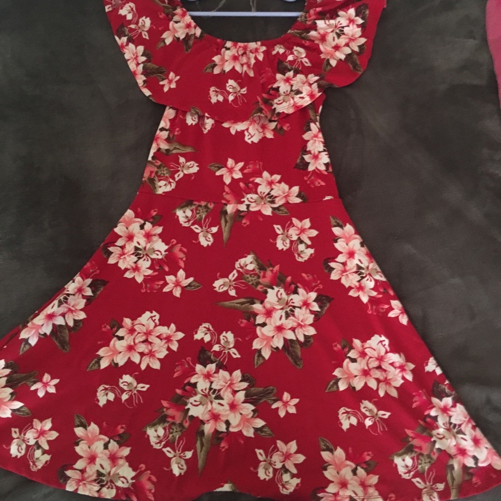 Red floral dress